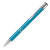 Ручка шариковая, голубая, серебристая отделка