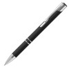 Ручка шариковая, черная, серебристая отделка