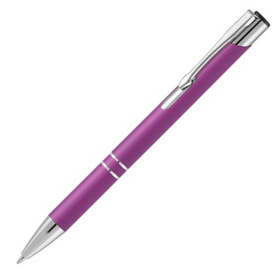 Ручка шариковая, фиолетовая, серебристая отделка