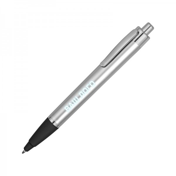 Ручка пластиковая шариковая с подсветкой серебро, чёрный