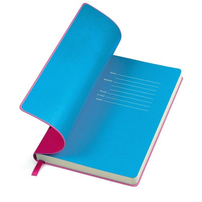 Бизнес-блокнот, формат А5, в линейку, розовый/голубой
