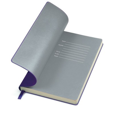 Бизнес-блокнот, формат А5, в линейку, фиолетовый/серый