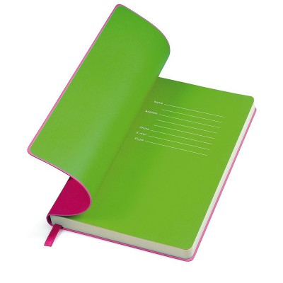 Бизнес-блокнот, формат А5, в линейку, розовый/зеленый