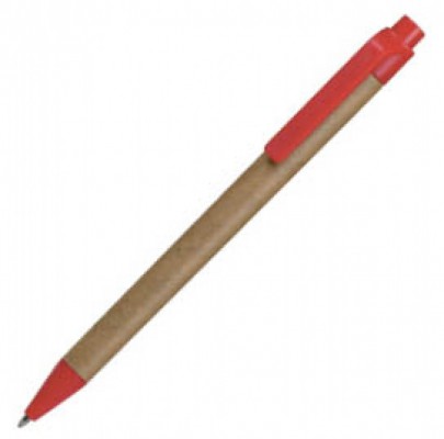 Ручка шариковая из переработанной бумаги, красная