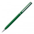 Ручка шариковая, ярко-зеленая с серебристой отделкой