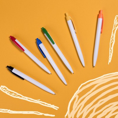Ручка шариковая белый/оранжевый, пластик