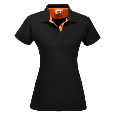 Рубашка поло женская 180 г/м2 черный/оранжевый