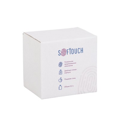 Кружка с карабином, металл, 0,3 л.,  покрытие soft touch,  черный