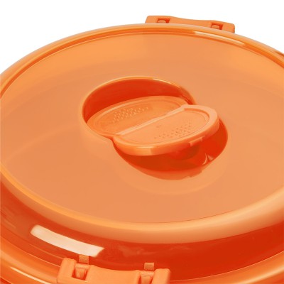 Ланчбокс пластик, высота 11,5 см, диаметр 13 см, оранжевый