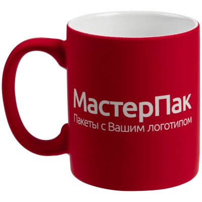 Кружка 340 мл c покрытием софт-тач,  ярко-красная
