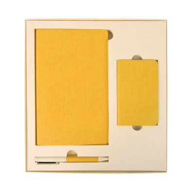 Набор подарочный: внешний аккумулятор 4000mAh, блокнот и ручка шариковая, желтый