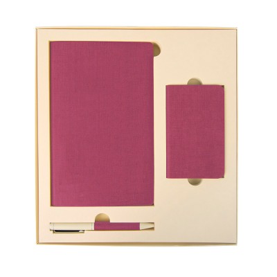 Набор подарочный: внешний аккумулятор 4000mAh, блокнот и ручка шариковая, розовый