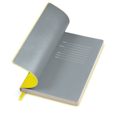 Бизнес-блокнот, формат А5, в линейку, желтый/серый