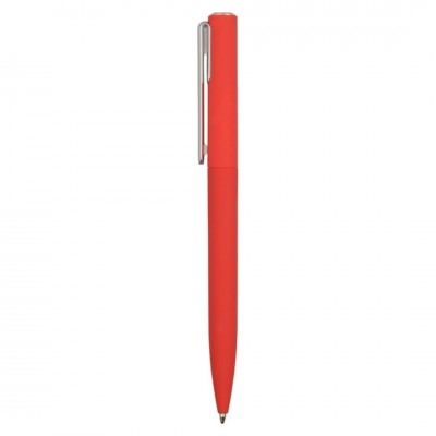 Ручка пластиковая шариковая, покрытие soft-touch, пластик, красная