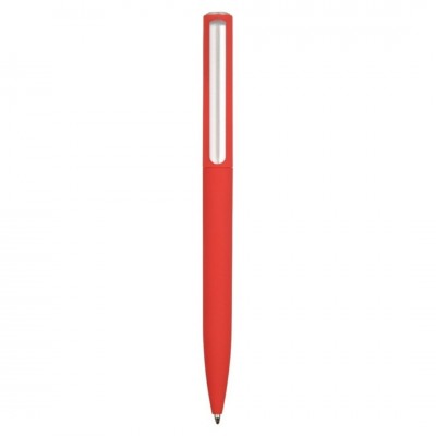 Ручка пластиковая шариковая, покрытие soft-touch, пластик, красная