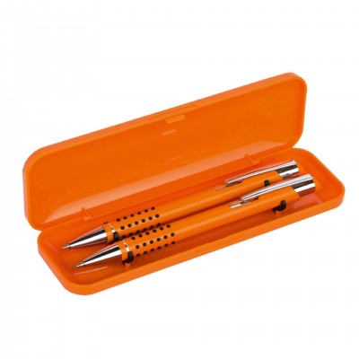 Набор: ручка шариковая и механический карандаш, металл, оранжевый