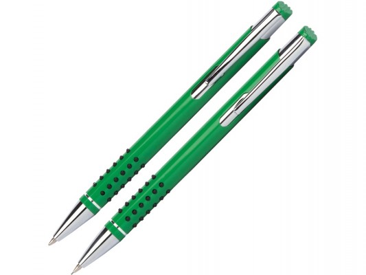 Набор: ручка шариковая и механический карандаш, металл, зеленый
