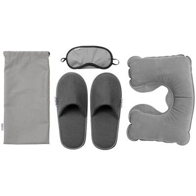 Дорожный набор: подушка, тапки, маска серый