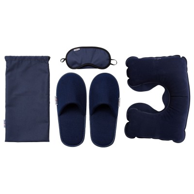Дорожный набор: подушка, тапки, маска синий