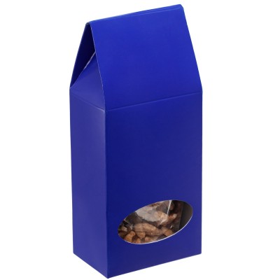 Коробка с окном 8х4,5х18см картон, синяя