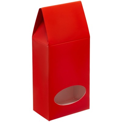 Коробка с окном 8х4,5х18см картон, красная