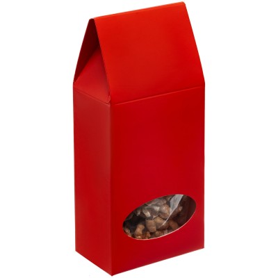 Коробка с окном 8х4,5х18см картон, красная