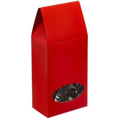 Коробка с окном 8х4,5х18см картон, красная