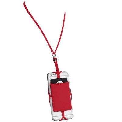 Картхолдер со шнурком с RFID защитой, красный