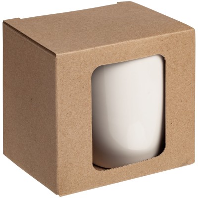 Коробка для кружки с окном 11,2х9,4х10,7см коричневая