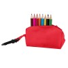 Набор: 8 цветных карандашей с точилкой в чехле с карабином, красный