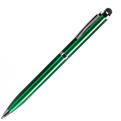 Ручка шариковая со стилусом, зеленый/хром, металл
