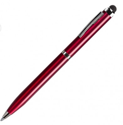 Ручка шариковая со стилусом, красный/хром, металл