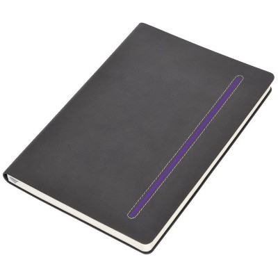 Бизнес-блокнот А5, мягкая обложка, в клетку, фиолетовый/серый
