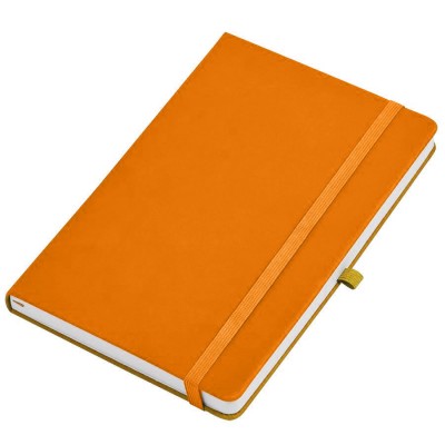 Бизнес-блокнот,  А5, в клетку,135х210 мм, Silk Touch, искуственная кожа, оранжевый