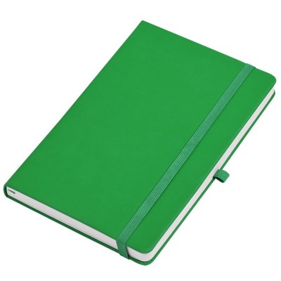 Бизнес-блокнот,  А5, в клетку,135х210 мм, Silk Touch, искуственная кожа, зеленый