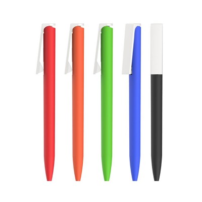 Ручка шариковая, пластик/soft touch, оранжевый с белым