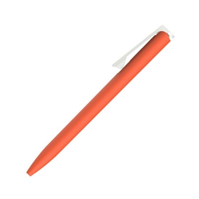 Ручка шариковая, пластик/soft touch, оранжевый с белым