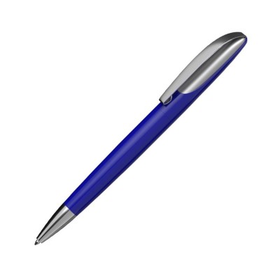 Ручка шариковая с оригинальным нажимным механизмом, пластик/металл,  темно-синий