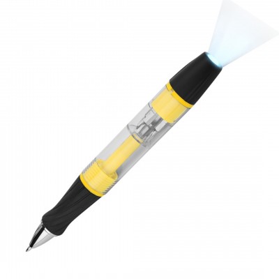 Многофункциональный инструмент с ручкой и фонариком, желтый/черный