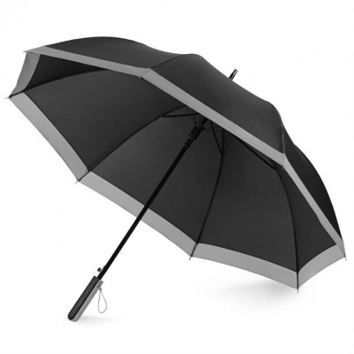 Зонт-трость 111,6 см со светоотражающей полосой, черный
