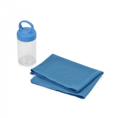 Набор для фитнеса: охлаждающее полотенце и бутылка 300мл, голубой