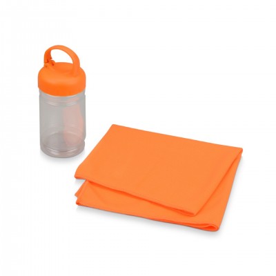 Набор для фитнеса: охлаждающее полотенце и бутылка 300мл, оранжевый
