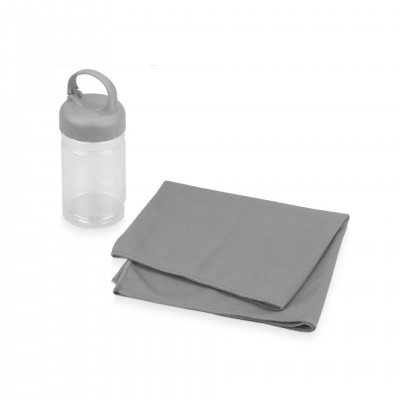 Набор для фитнеса: охлаждающее полотенце и бутылка 300мл, серый