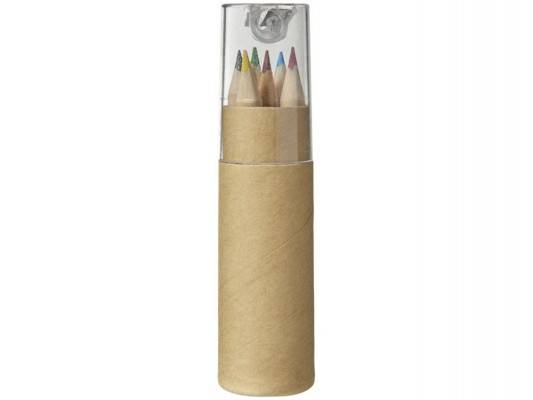 Набор 6 цветных карандашей с крышкой-точилкой, прозрачный