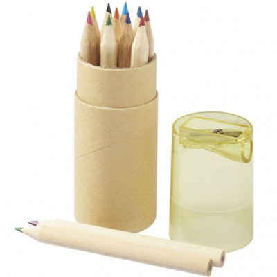 Набор 12 цветных карандашей с точилкой, желтый