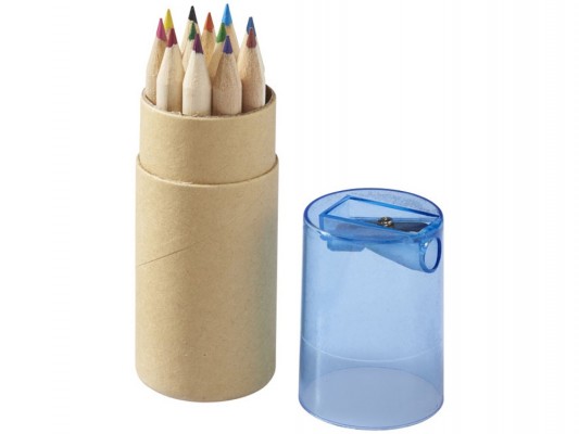 Набор 12 цветных карандашей с точилкой, голубой