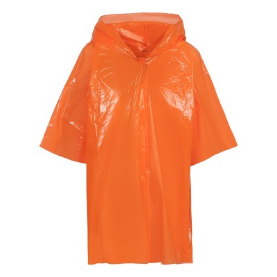 Дождевик-плащ детский с капюшоном , 6-8 лет, полиэтилен, 40 мкр, оранжевый