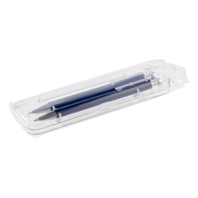 Набор ручка+карандаш, в футляре, металл; пластик, синий