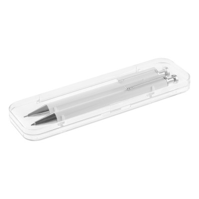 Набор ручка+карандаш, в футляре, металл; пластик, белый