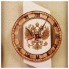 Часы настенные из дерева по индивидуальному дизайну "Герб России"